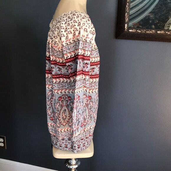 Lucky Brand boho style gray/brown/red print top XS - Picture 4 of 8